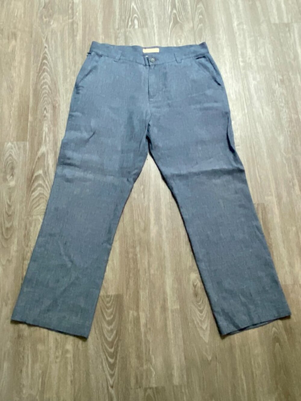 Territory Ahead Linen Mid Rise Straight 4 Pockets Minimalist Office Pants 34"